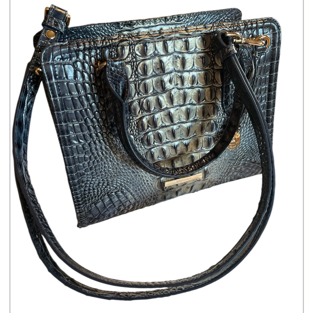 Brahmin Blue Croc-Embossed Satchel - Picture 6 of 11